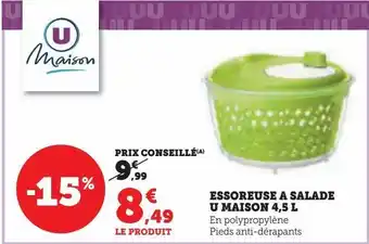 Hyper U Essoreuse a salade u maison 4.5l offre