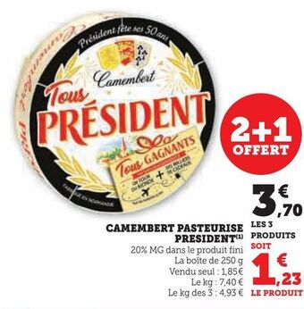 U Express Camembert pasteurise president offre