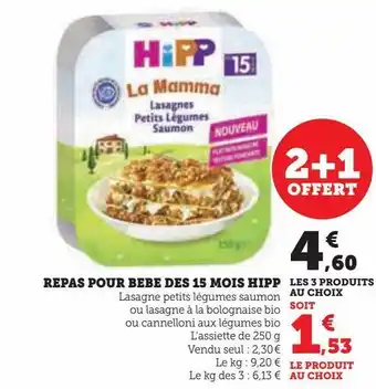 Hyper U Repas pour bebe des 15 mois hipp offre