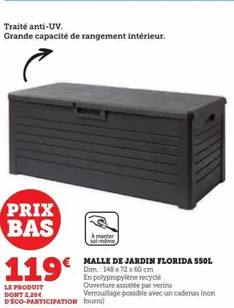 Hyper U Malle de jardin florida 550l offre