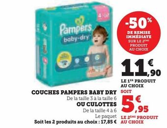 Hyper U Couches pampers baby dry offre