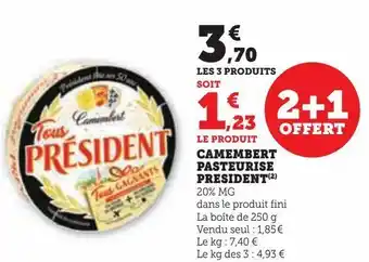 Hyper U Camembert pasteurise president offre
