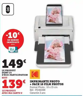 Hyper U Imprimante photo + pack 10 film photos offre