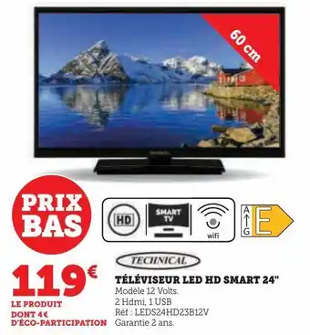 Hyper U Téléviseur led hd smart 24 offre