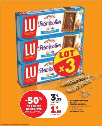 U Express Biscuits chocolat au lait petit ecolier lu offre