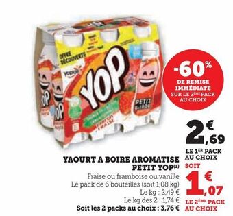 Hyper U Yaourt a boire aromatise petit yop offre