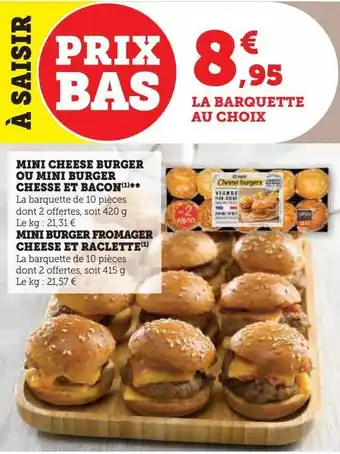 U Express Mini cheese burger ou mini burger cheese et bacon offre