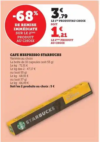 U Express Cafe nespresso starbucks offre