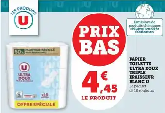 Hyper U Papier toilette ultra doux triple epaisseur blanc u offre