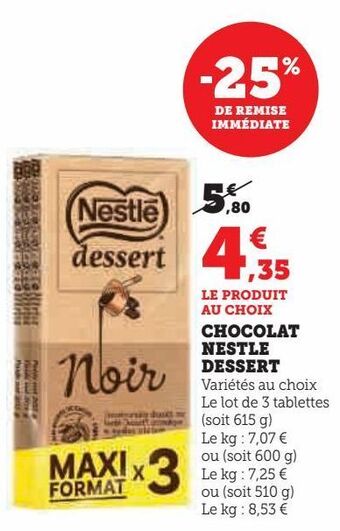 U Express Chocolat nestle dessert offre