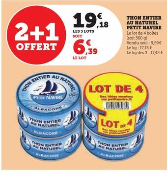 U Express Thon entier au naturel petit navire offre