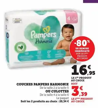 U Express Couches pampers harmonie ou culottes offre
