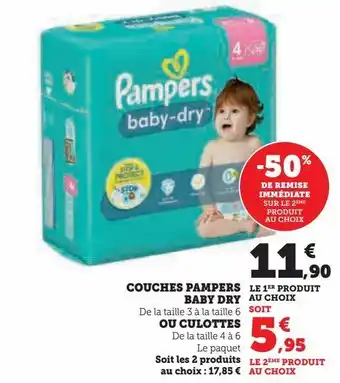U Express Couches pampers baby dry ou culottes offre