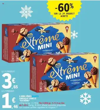 E.Leclerc 8 MINI CÔNES GLACÉS CHOCOLAT VANILLE "EXTREME" offre