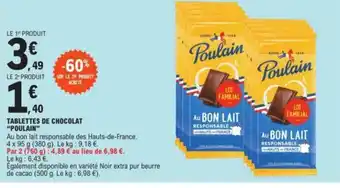 E.Leclerc TABLETTES DE CHOCOLAT "POULAIN" offre