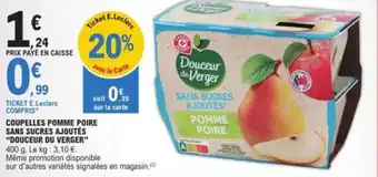 COUPELLES POMME POIRE SANS SUCRES AJOUTÉS "DOUCEUR DU VERGER"