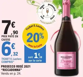E.Leclerc PROSECCO ROSÉ 2021 "RICCADONNA" offre