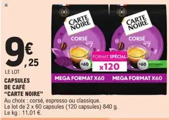 E.Leclerc CAPSULES DE CAFÉ "CARTE NOIRE" offre