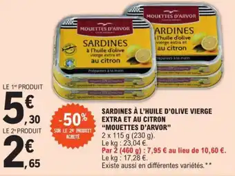 E.Leclerc SARDINES À L'HUILE D'OLIVE VIERGE EXTRA ET AU CITRON offre