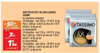 Netto Dosettes de café l`or long classique tassimo offre