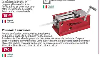 Gamm vert Poussoir à saucisses offre