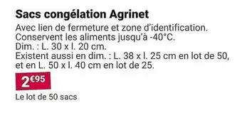 Gamm vert Sacs congelation agrinet offre