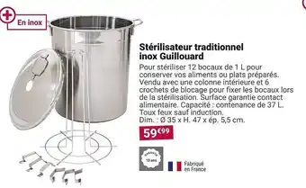 Gamm vert Stérilisateur traditionnel inox guillouard offre