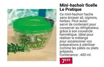 Gamm vert Mini-hachoir ficelle le pratique offre