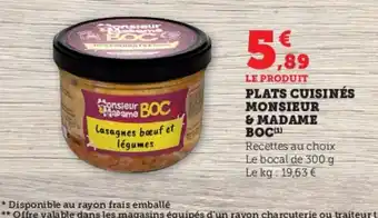 Super U PLATS CUISINÉS MONSIEUR & MADAME BOC offre