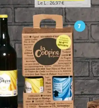 Super U COFFRET BIERE LA COOPINE BIO Le pack 4 x 33 cl DONT 1 OFFERTE Le L: 26,97 € offre