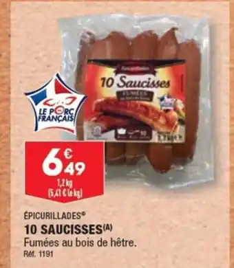 ALDI 10 SAUCISSES (A) Fumées au bois de hêtre. offre