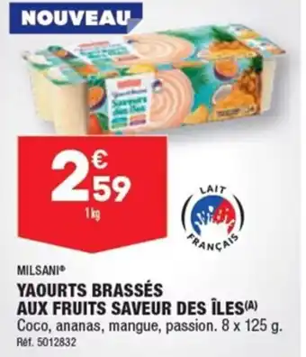 ALDI YAOURTS BRASSÉS AUX FRUITS SAVEUR DES ÎLES(A) Coco, ananas, mangue, passion. 8 x 125 g. offre