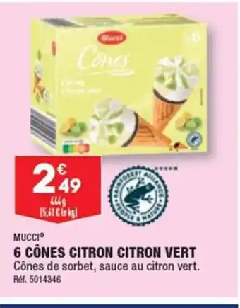 ALDI 6 CÔNES CITRON CITRON VERT Cônes de sorbet, sauce au citron vert. Ref. 5014346 offre