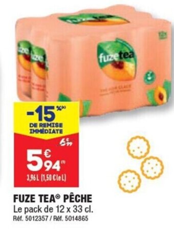 ALDI FUZE TEAⓇ PÊCHE Le pack de 12 x 33 cl. Réf. 5012357/Réf. 5014865 offre