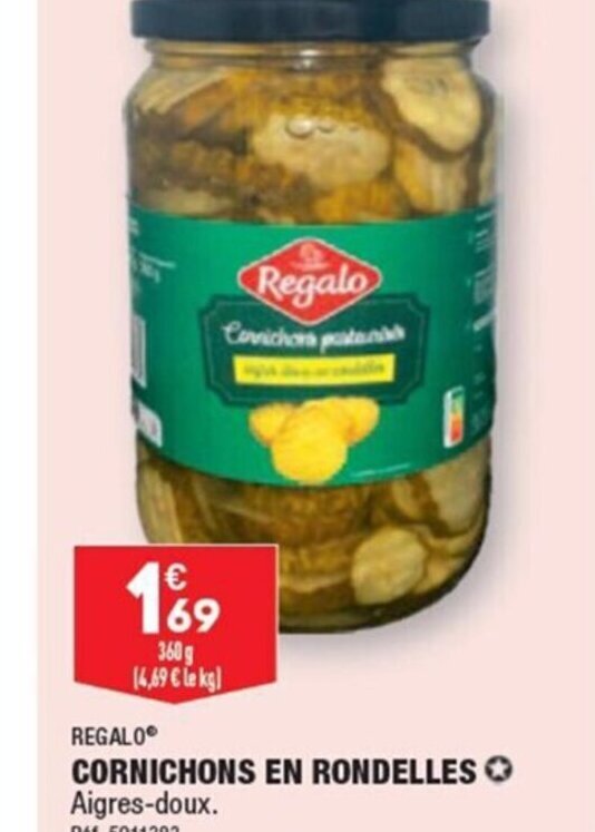 Promo CORNICHONS EN RONDELLES → Aigresdoux. Réf. 5011383 chez ALDI