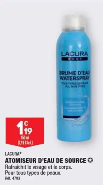 ALDI ATOMISEUR D'EAU DE SOURCE Rafraîchit le visage et le corps. tous types de peaux. offre