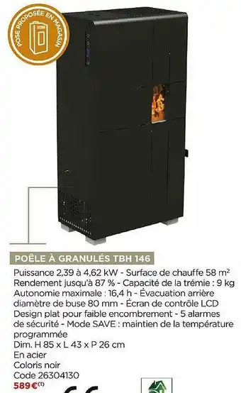 Bricomarché Poêle à Granulés Tbh 146 offre