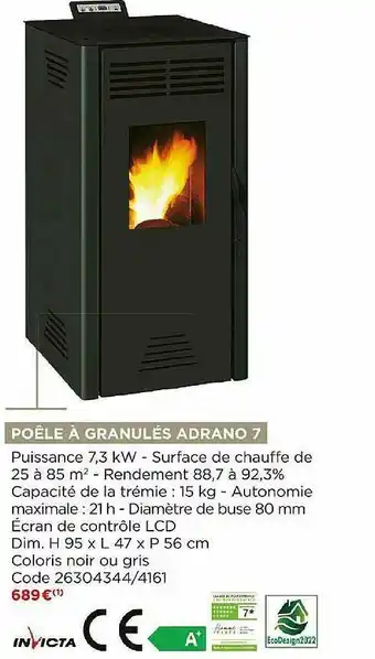 Bricomarché Invicta Poêle à Granulés Adrano 7 offre