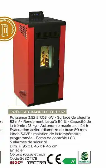 Bricomarché Tectro Poêle à Granulés Tbh 567 offre