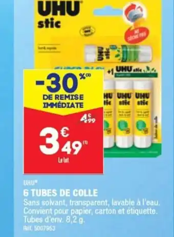 ALDI 6 TUBES DE COLLE offre