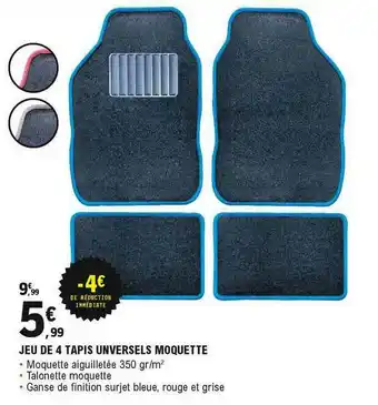 E.Leclerc L'Auto Jeu De 4 Tapis Universels Moquette offre