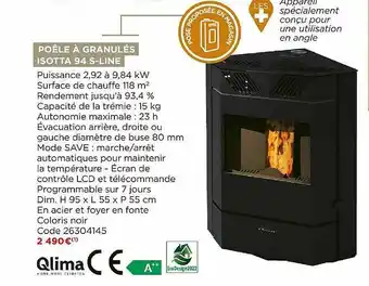 Bricomarché Poêle à Granulés Isotta 94 S-line Qlima offre