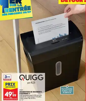 ALDI DESTRUCTEUR DE DOCUMENTS ÉLECTRIQUE offre