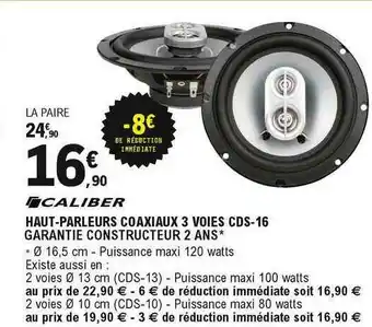 E.Leclerc L'Auto Caliber Haut-parleur Coaxiaux 3 Voies Cds-16 offre