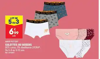 ALDI CULOTTES OU BOXERS offre