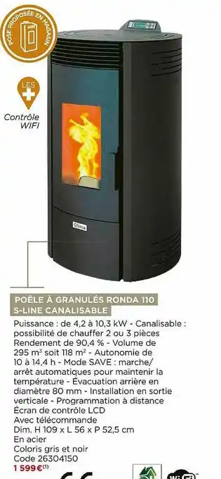 Bricomarché Poêle à Granulés Ronda 110 S-line Canalisable offre