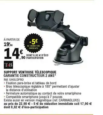 E.Leclerc L'Auto Tnb Support Ventouse Télescopique offre