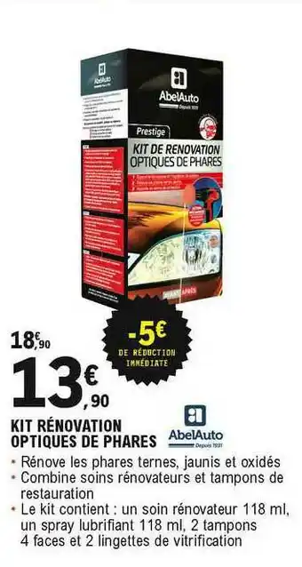 E.Leclerc L'Auto Kit Rénovation Optiques De Phares offre