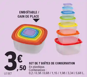 E.Leclerc Set de 7 boîtes de conservation offre