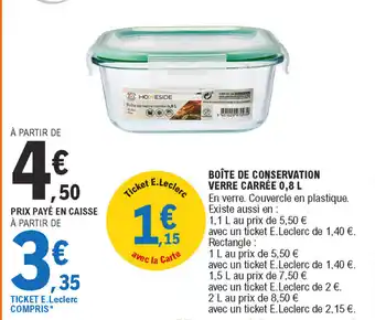 E.Leclerc Boîte de conservation verre carrée offre